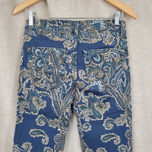 Marella Sport Avorio Navy Trousers Cropped Pants Paisley Pattern Jeans Women's - Picture 6 of 12